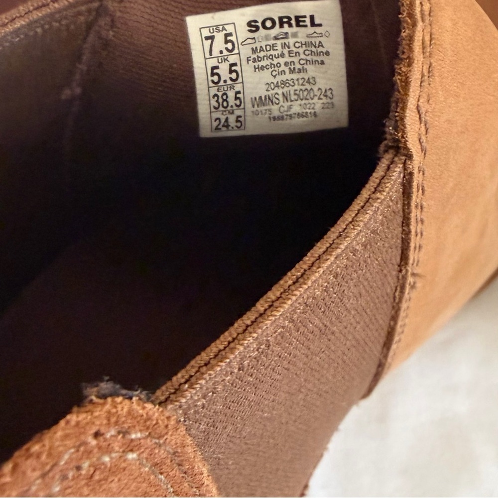Sorel Evie II Wedge Waterproof Leather Chelsea Boots Cognac Size 7.5 - Picture 2 of 7